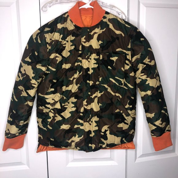 New Robert Graham Reversible Puffer Jacket Orange and Camo - Picture 4 of 14